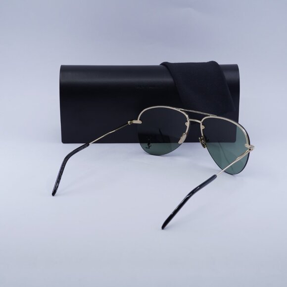 Saint Laurent CLASSIC 11 M 003 Aviator Sunglasses - Gold/Green - Picture 11 of 11
